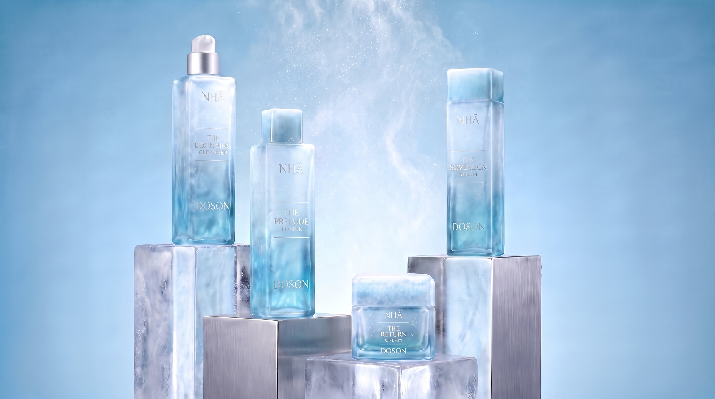NHÃ · The Collection, the four on icy pedestals